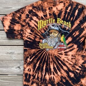 Vintage Y2K 2000s Harley Davison Motorcycle Carolina Myrtle Beach Tie Dye Shirt
